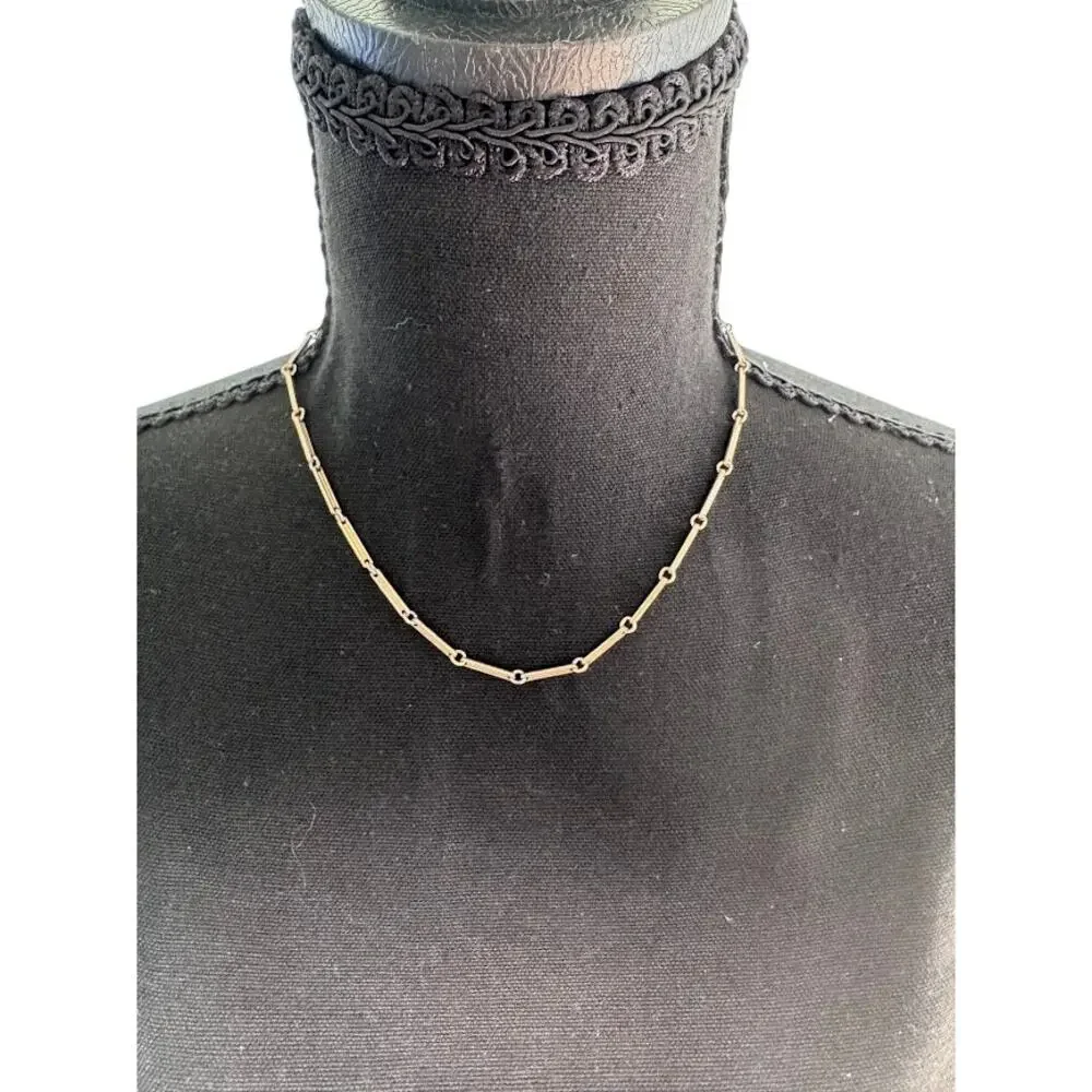 Vintage Antique 1920s Art Deco Filligree Box Clasp Bar Link Chain Choker 16